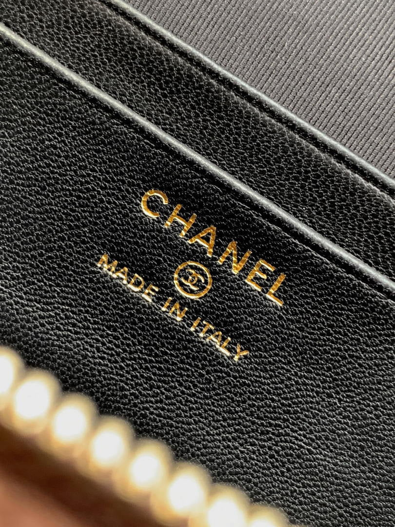 Chanel AP5186 26SS Vanity with Chain Suede Calfskin Shiny Lambskin & Gold-Tone Metal Dark Brown & Black