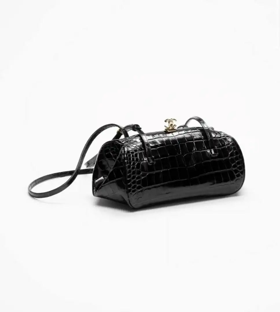 Chanel AP6424 Crocodile Embossed Calfskin Gold-Tone Metal Black