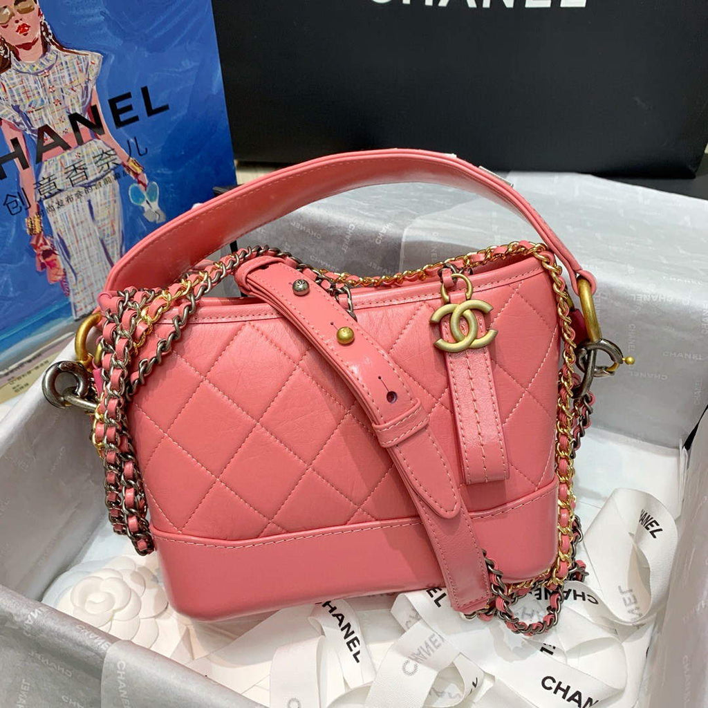 Chanel AS0865 Chanel's Gabrielle Small Hobo Bag Pink Smooth Calfskin