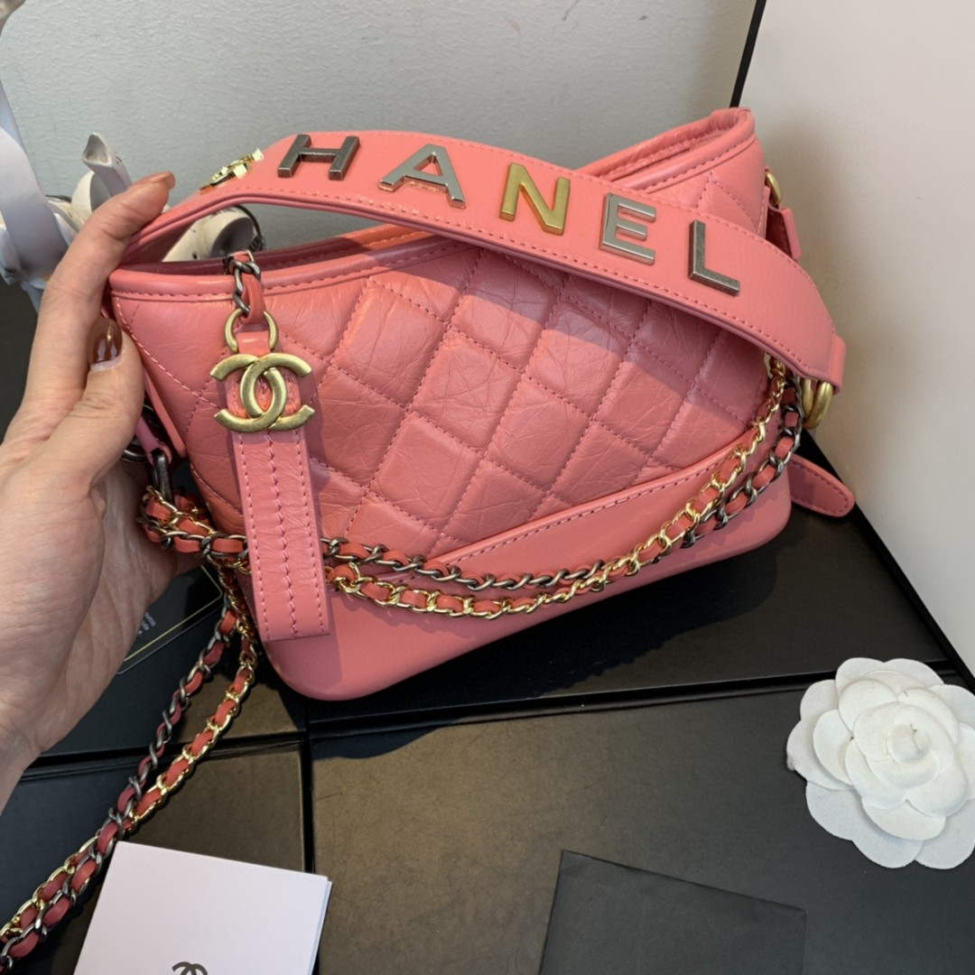 Chanel AS0865 Chanel's Gabrielle Small Hobo Bag Pink Smooth Calfskin