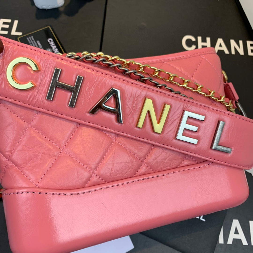 Chanel AS0865 Chanel's Gabrielle Small Hobo Bag Pink Smooth Calfskin