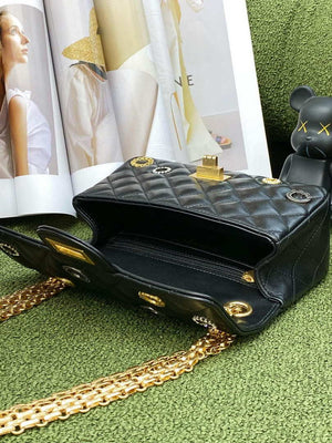 Chanel AS0874 Mini 2.55 Handbag Calfskin Strass Glass Pearls Black Gold - Default Title - View 9