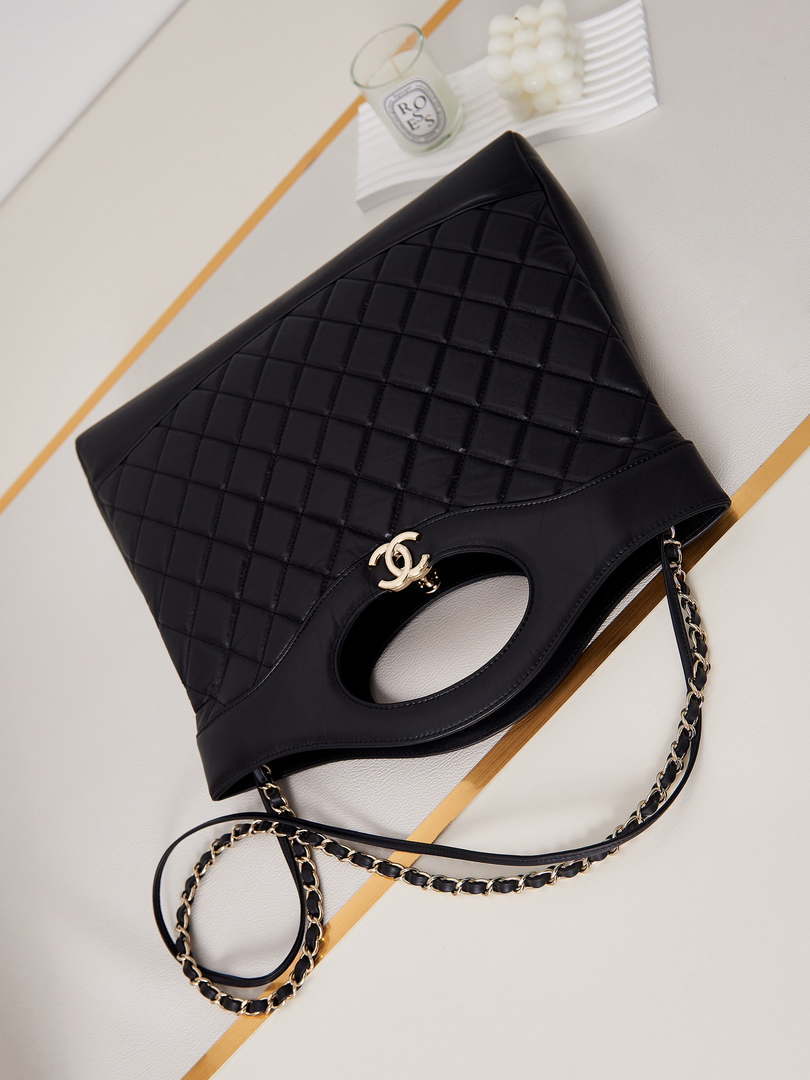 Chanel AS1010 31 Larage Shopping Bag Shiny Lambskin Black - Default Title - View 6