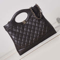Chanel AS1010 31 Larage Shopping Bag Shiny Lambskin Dark Borwn - Default Title - View 1