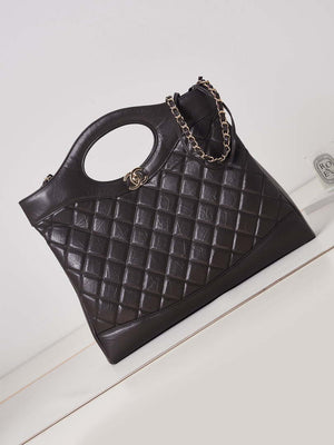 Chanel AS1010 31 Larage Shopping Bag Shiny Lambskin Dark Borwn - Default Title - View 1