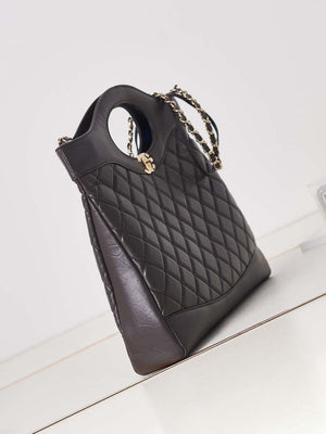 Chanel AS1010 31 Larage Shopping Bag Shiny Lambskin Dark Borwn - Default Title - View 3
