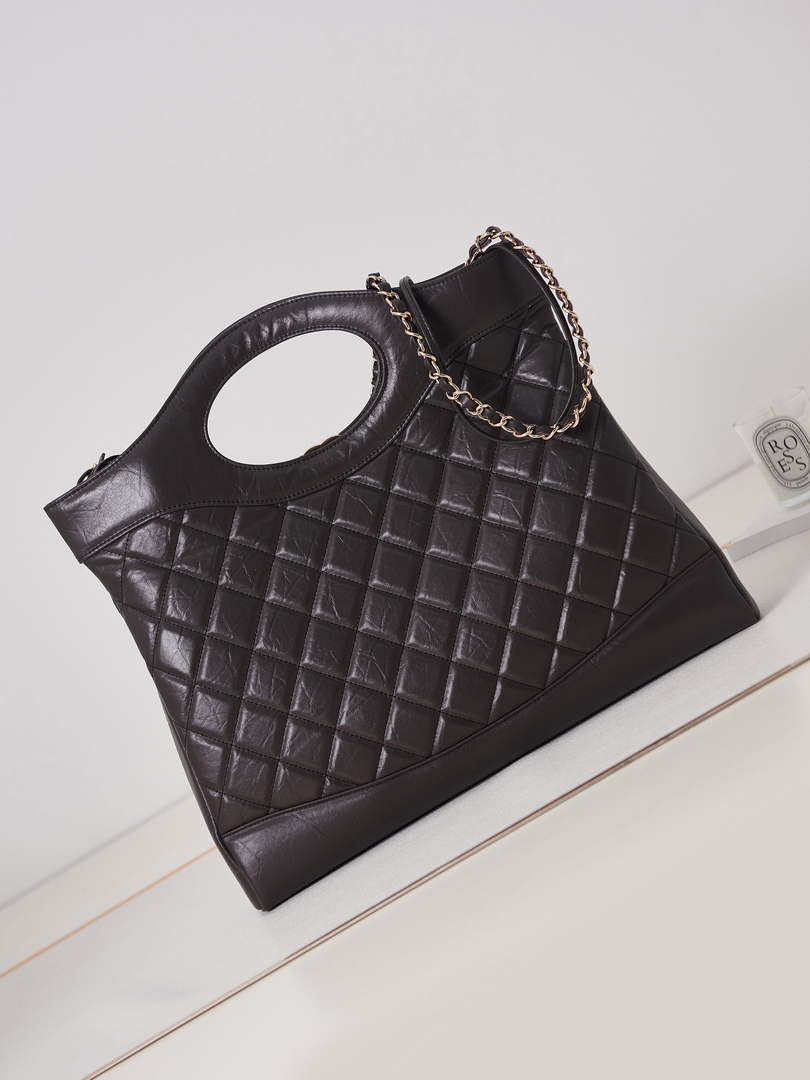 Chanel AS1010 31 Larage Shopping Bag Shiny Lambskin Dark Borwn - Default Title - View 5