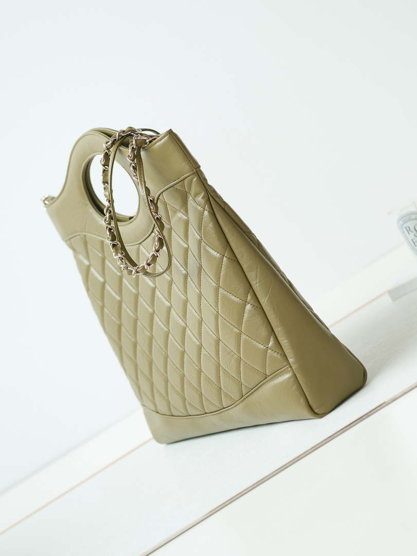 Chanel AS1010 31 Larage Shopping Bag Shiny Lambskin Green