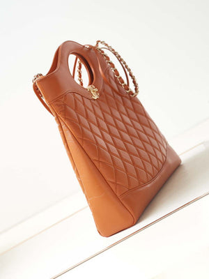 Chanel AS1010 31 Larage Shopping Bag Shiny Lambskin Light Orange - Default Title - View 3