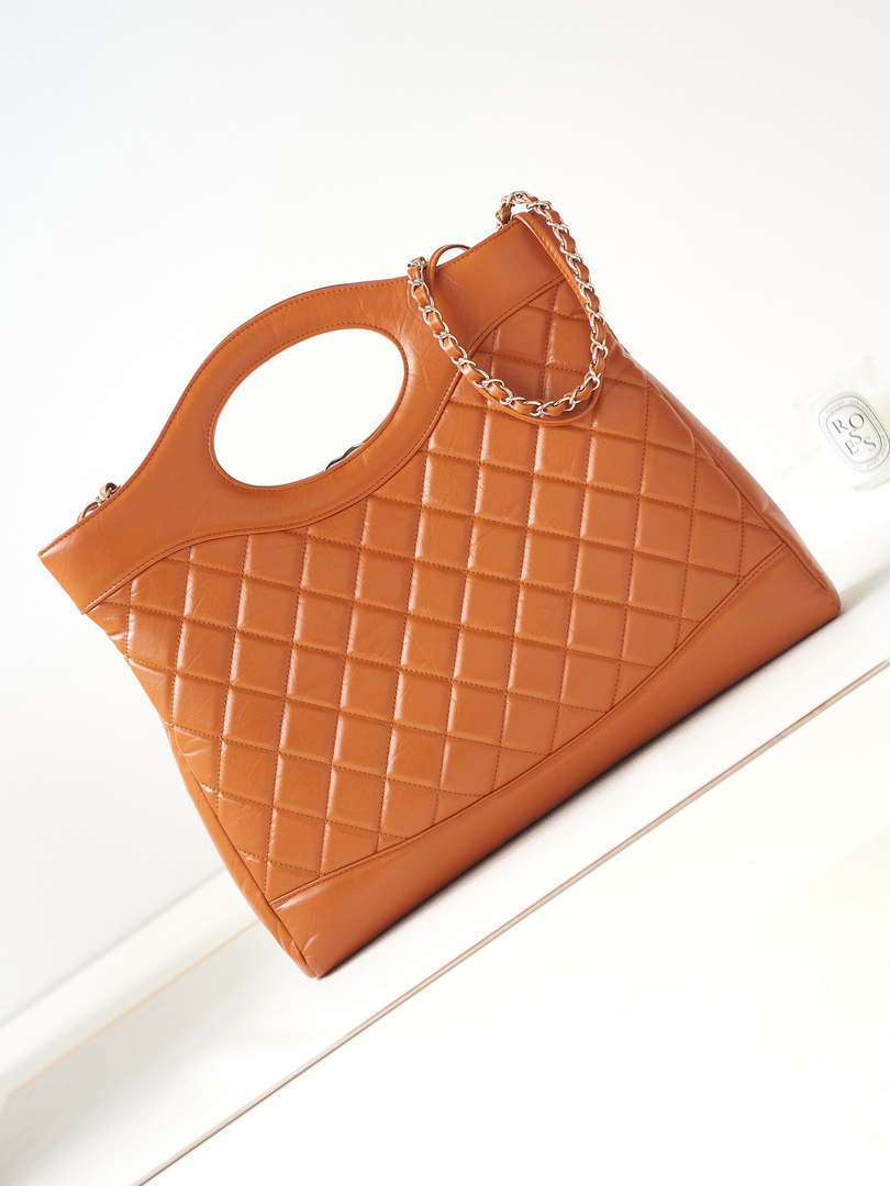 Chanel AS1010 31 Larage Shopping Bag Shiny Lambskin Light Orange