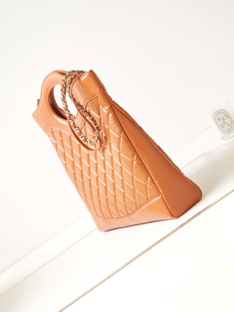 Chanel AS1010 31 Larage Shopping Bag Shiny Lambskin Light Orange