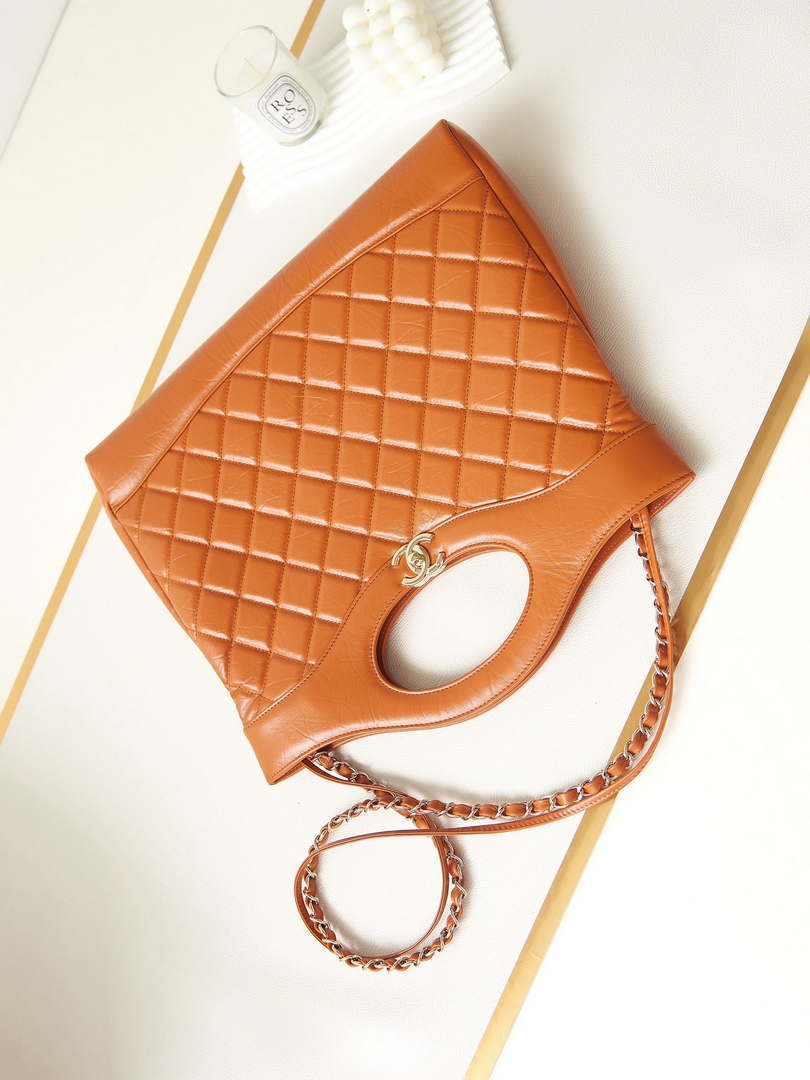 Chanel AS1010 31 Larage Shopping Bag Shiny Lambskin Light Orange - Default Title - View 7