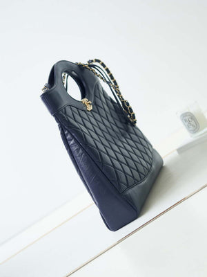 Chanel AS1010 31 Larage Shopping Bag Shiny Lambskin Navy Blue - Default Title - View 3