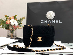 Chanel AS1115 Flap Bag Classic Velvet Black - Default Title - View 1