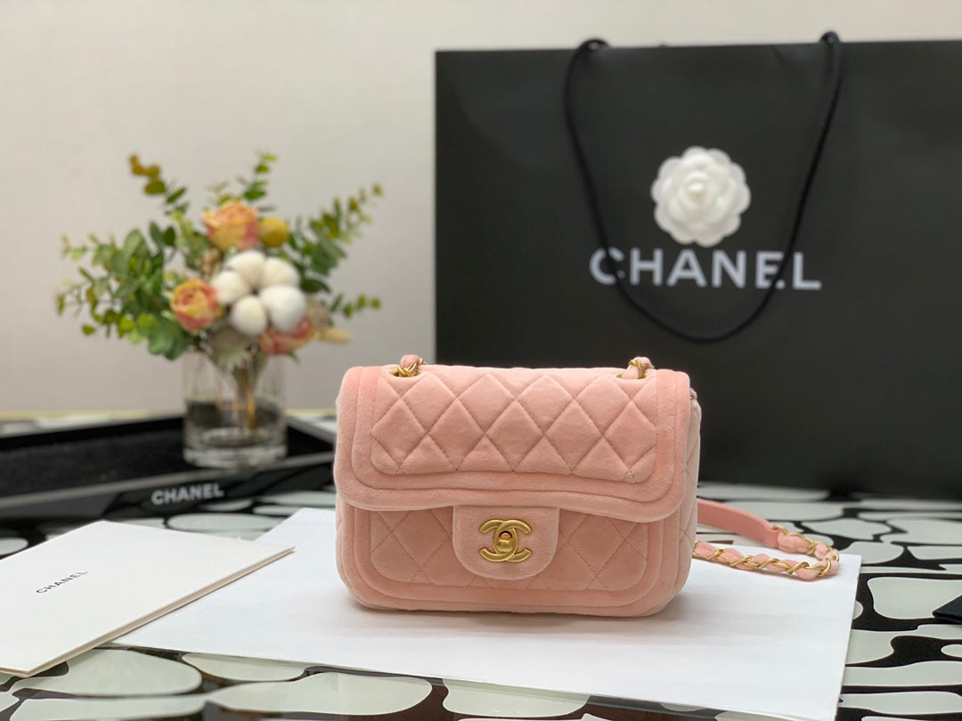 Chanel AS1115 Flap Bag Classic Velvet Light Pink - Default Title - View 1