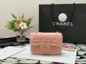 Chanel AS1115 Flap Bag Classic Velvet Light Pink - Default Title - View 1
