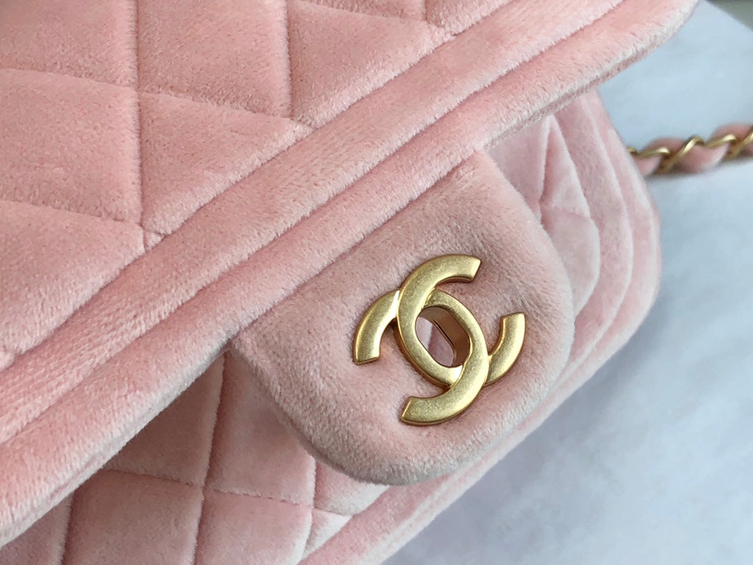 Chanel AS1115 Flap Bag Classic Velvet Light Pink - Default Title - View 3