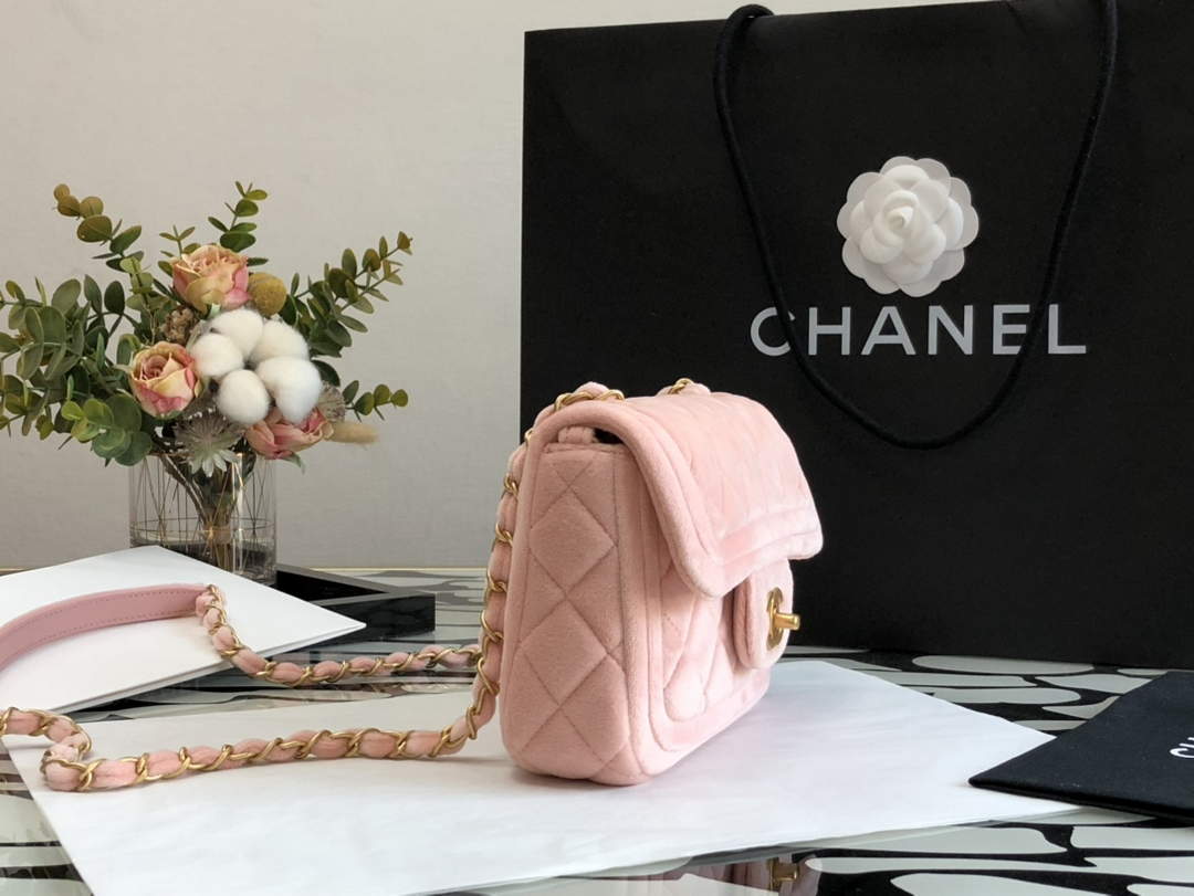 Chanel AS1115 Flap Bag Classic Velvet Light Pink - Default Title - View 4