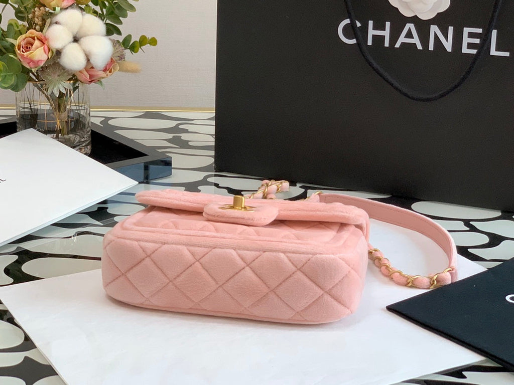 Chanel AS1115 Flap Bag Classic Velvet Light Pink