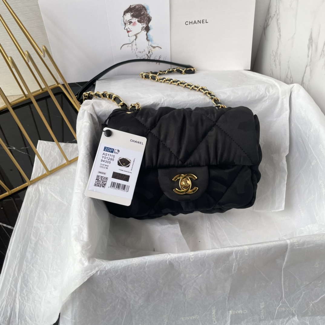 Chanel AS1115 Small Flap bag Satin fabric Black - Default Title - View 1