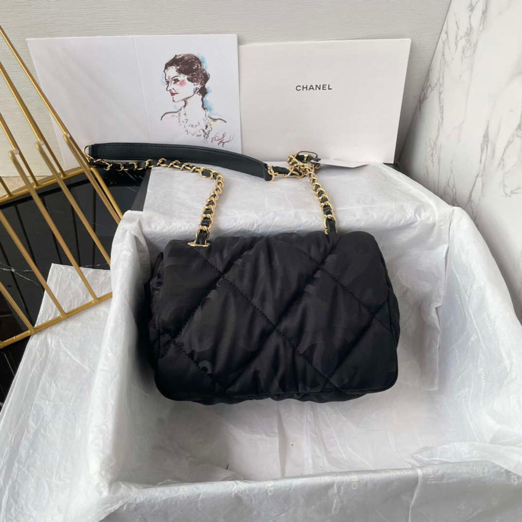 Chanel AS1115 Small Flap bag Satin fabric Black