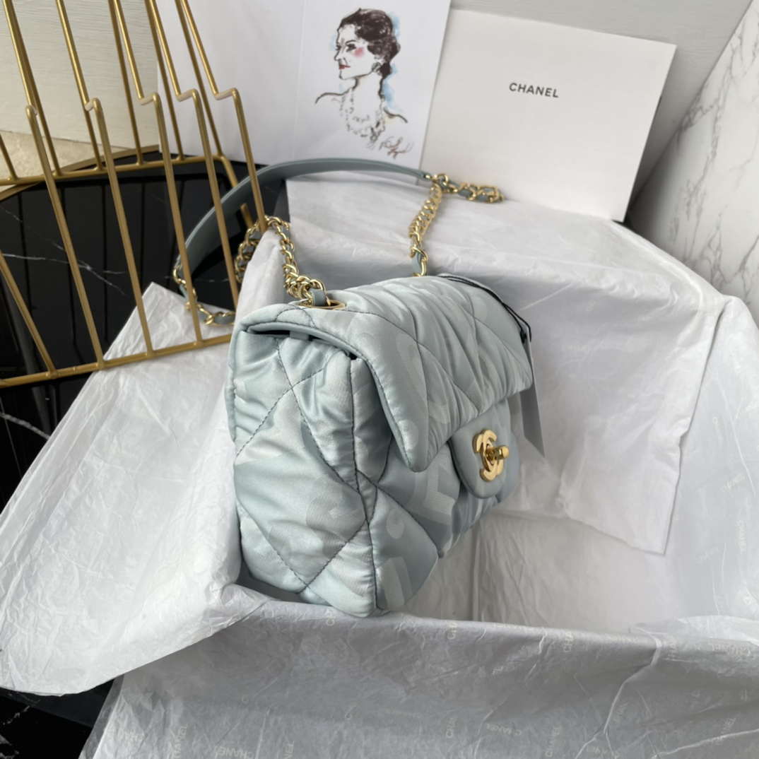 Chanel AS1115 Small Flap bag Satin fabric Light blue - Default Title - View 2