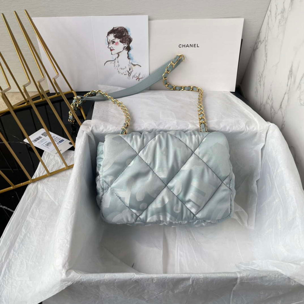 Chanel AS1115 Small Flap bag Satin fabric Light blue