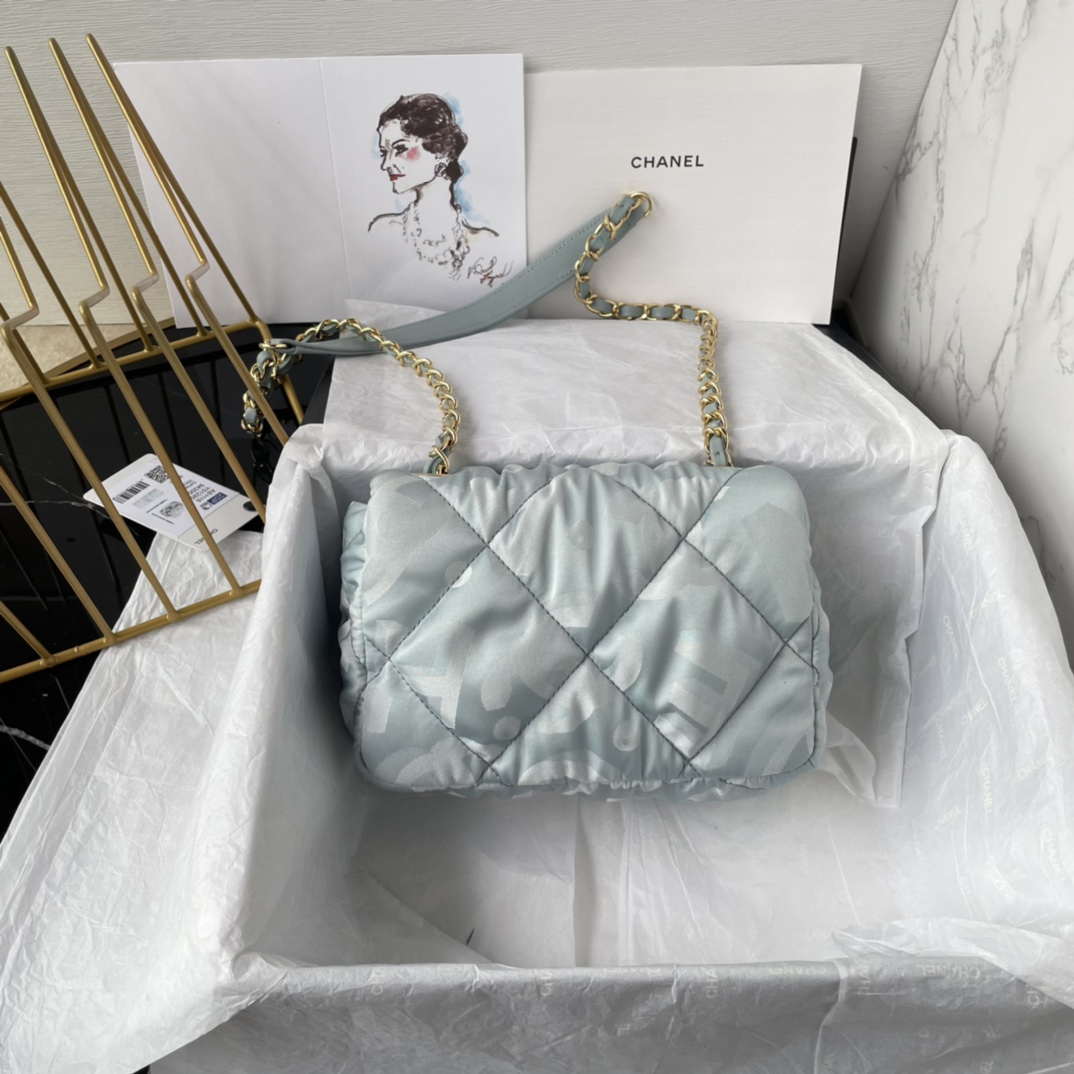 Chanel AS1115 Small Flap bag Satin fabric Light blue - Default Title - View 3