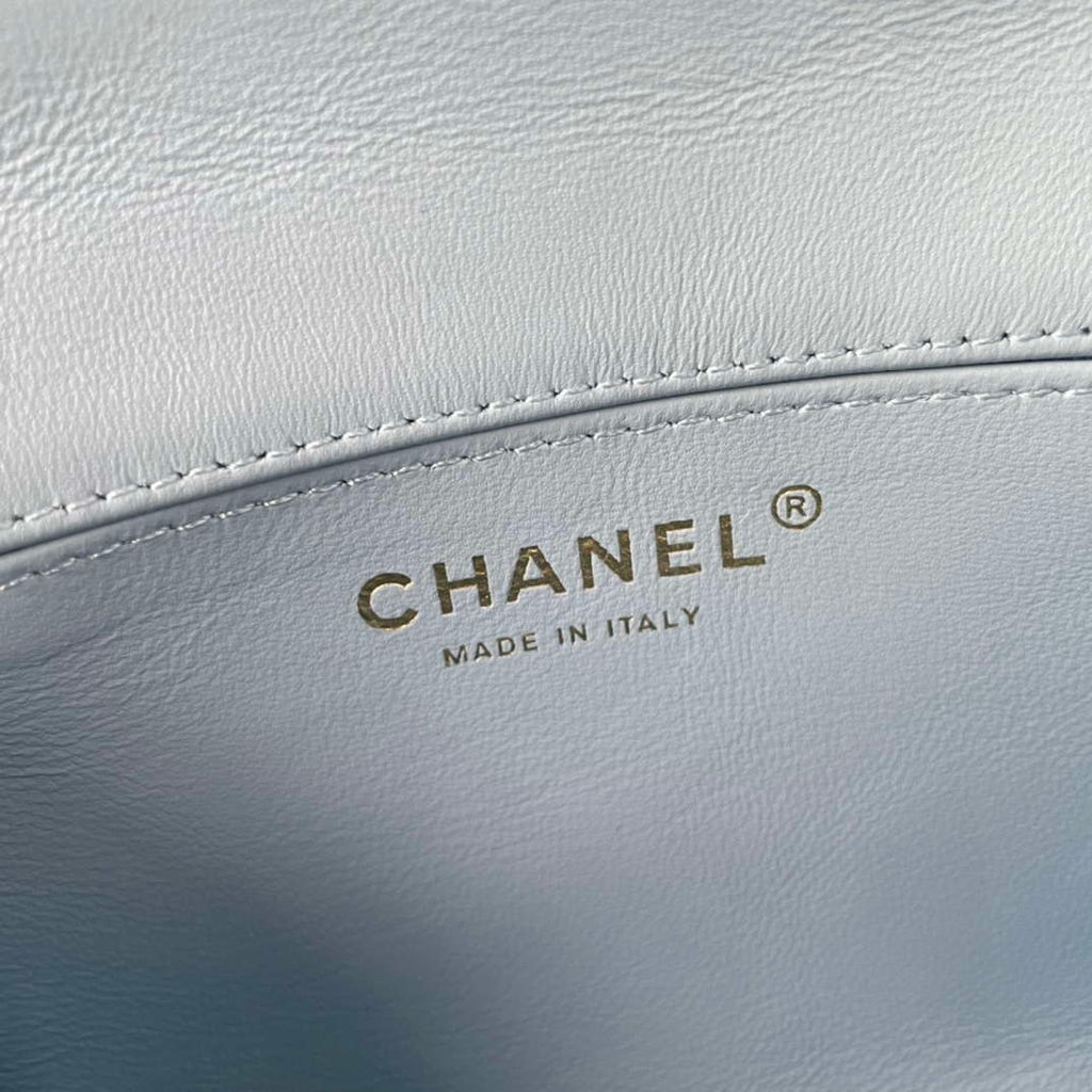 Chanel AS1115 Small Flap bag Satin fabric Light blue