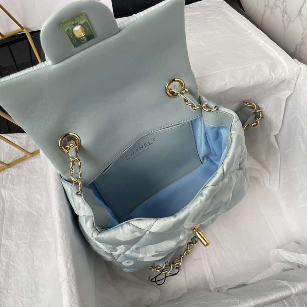 Chanel AS1115 Small Flap bag Satin fabric Light blue - Default Title - View 8