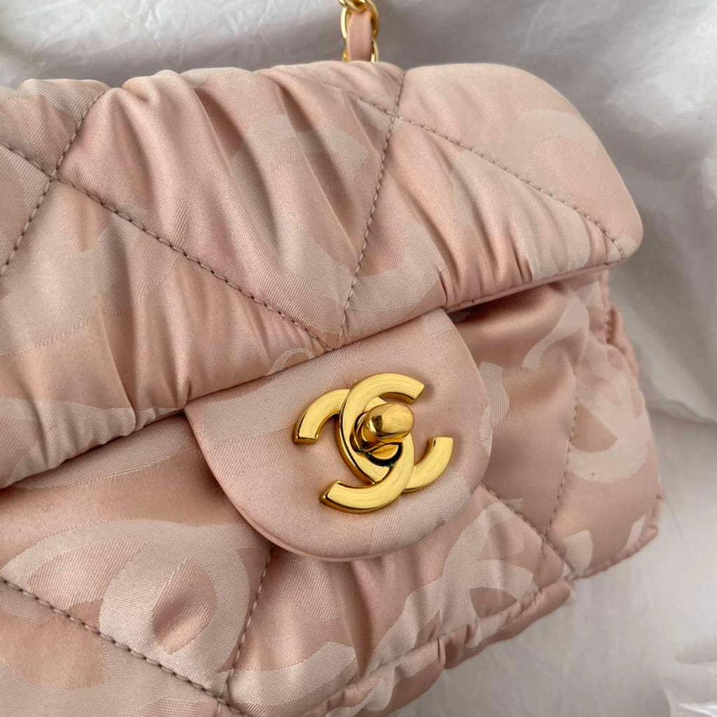 Chanel AS1115 Small Flap bag Satin fabric Pink