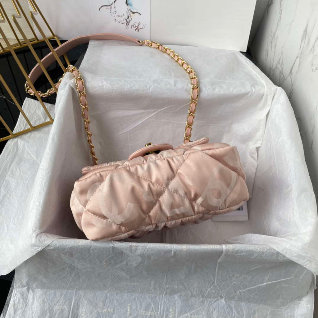 Chanel AS1115 Small Flap bag Satin fabric Pink