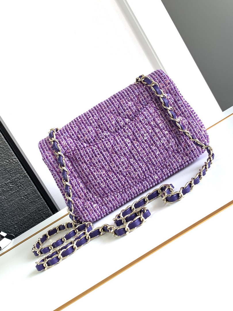 Chanel AS1116 24C Mini Flap Bag 20cm A69900 Tweed Purple