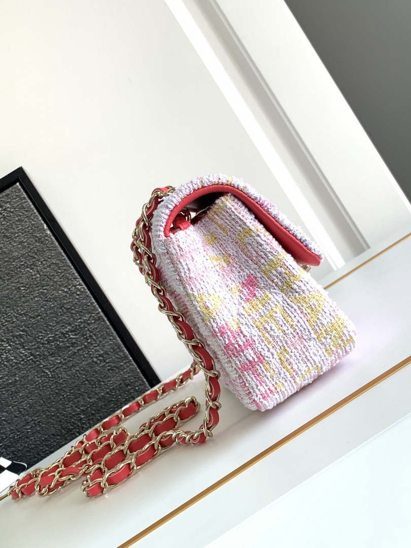 Chanel AS1116 24C Mini Flap Bag 20cm A69900 Tweed White & Red
