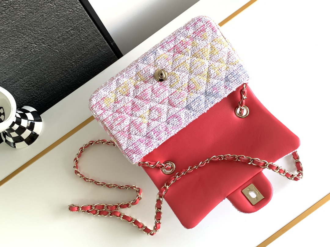 Chanel AS1116 24C Mini Flap Bag 20cm A69900 Tweed White & Red