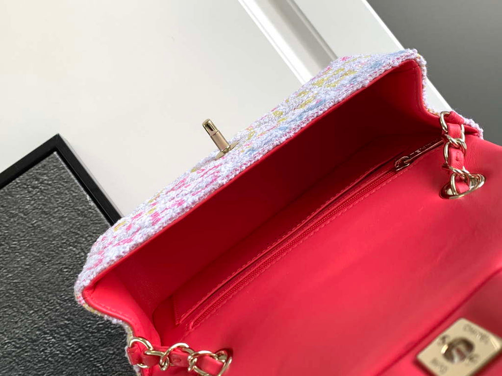 Chanel AS1116 24C Mini Flap Bag 20cm A69900 Tweed White & Red