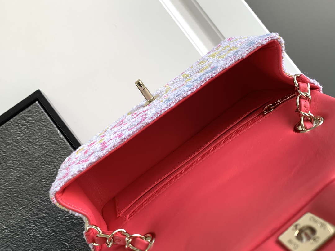 Chanel AS1116 24C Mini Flap Bag 20cm A69900 Tweed White & Red - Default Title - View 7