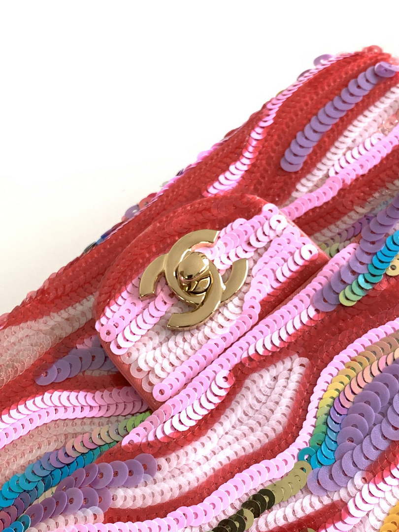 Chanel AS1116 24SS CF Mini Flap Bag A69900 Symphony gradient beads Pink Lambskin - Default Title - View 5