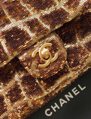 Chanel AS1116 25C Mini Flap Bag 20cm A69900 White dense sequins Gold - Default Title - View 6