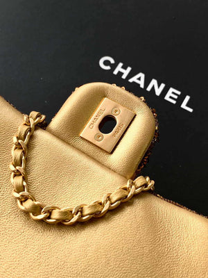 Chanel AS1116 25C Mini Flap Bag 20cm A69900 White dense sequins Gold - Default Title - View 7