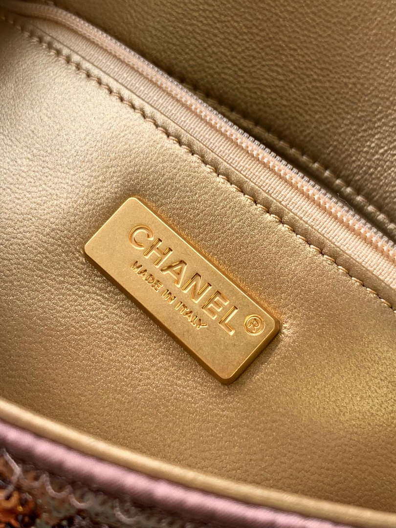 Chanel AS1116 25C Mini Flap Bag 20cm A69900 White dense sequins Gold