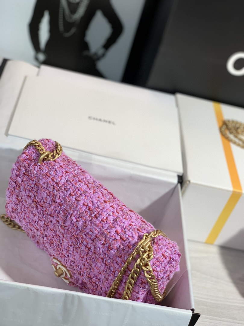 Chanel AS1116 Flap bag 21cm A69900 Tweed Pink