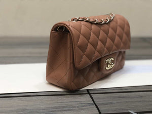 Chanel A01112 Flap Handbag Classic bag Lambskin Brown Shiny Gold - Default Title - View 3