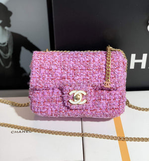 Chanel AS1116 Mini Flap bag 18cm Tweed Pink - Default Title - View 1