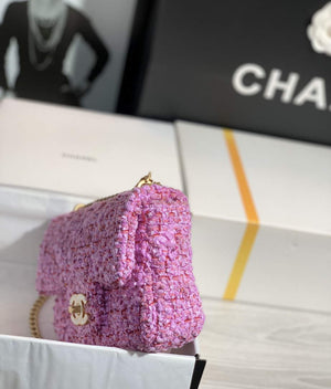 Chanel AS1116 Mini Flap bag 18cm Tweed Pink - Default Title - View 3