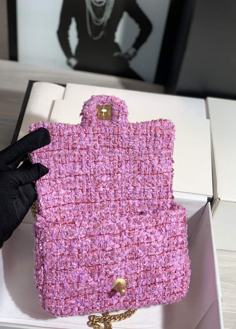Chanel AS1116 Mini Flap bag 18cm Tweed Pink - Default Title - View 8