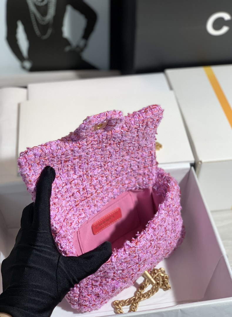 Chanel AS1116 Mini Flap bag 18cm Tweed Pink