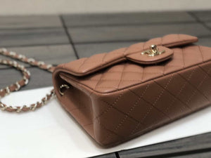 Chanel A69900 Mini Flap Handbag Classic bag Lambskin Brown 1116 Shiny Gold - Default Title - View 5