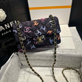 Chanel AS1116 Printed Fabric & Gold Metal Black & Multicolour - Default Title - View 1