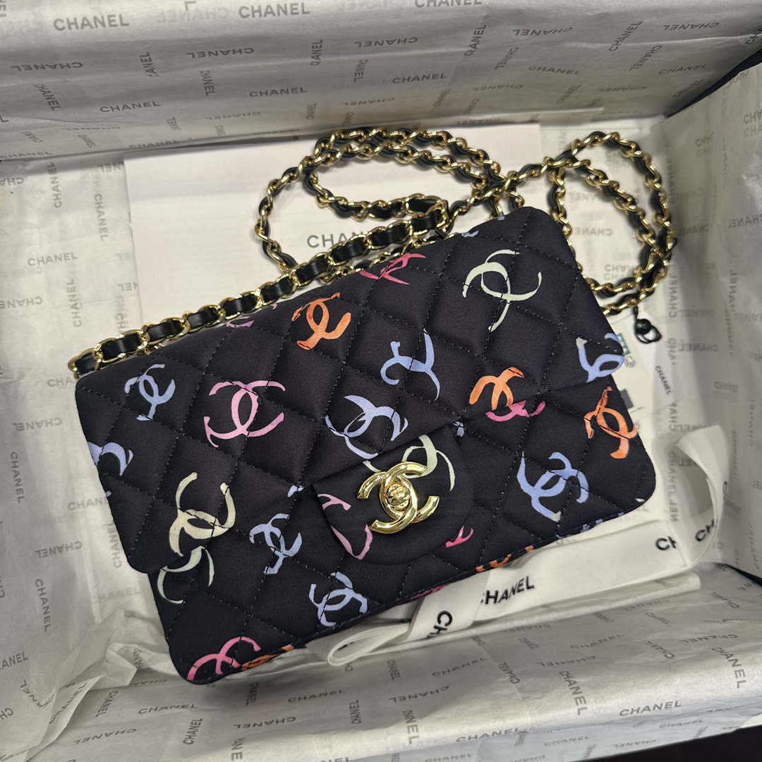 Chanel AS1116 Printed Fabric & Gold Metal Black & Multicolour - Default Title - View 2